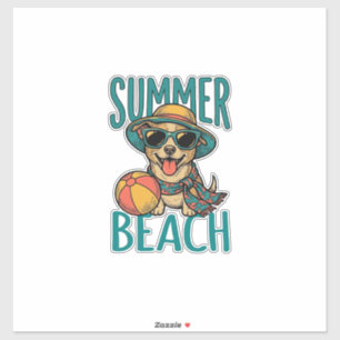 Zomer Strand Hond Vintage Zonnebril Shirt Ontwerp_ Sticker