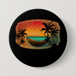 ZOMER STRAND NATUUR VINTAGE RONDE BUTTON 7,6 CM
