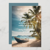 Zomer strand palmboom tropische bruiloft kaart (Voorkant / Achterkant)