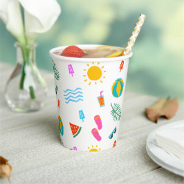 Zomer Strand Patroon Papier Cups Papieren Bekers