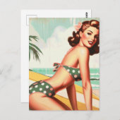 Zomer Strand Pin Up Briefkaart (Voorkant / Achterkant)