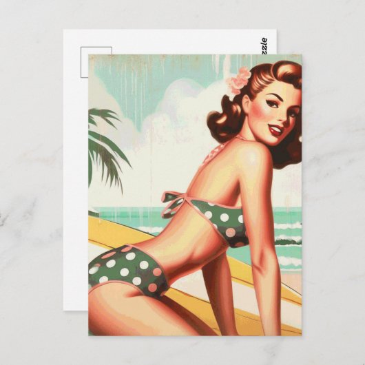 Zomer Strand Pin Up Briefkaart (Voorkant / Achterkant)