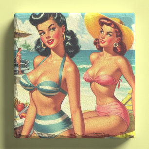 Zomer Strand Pin Ups Stenen Onderzetter