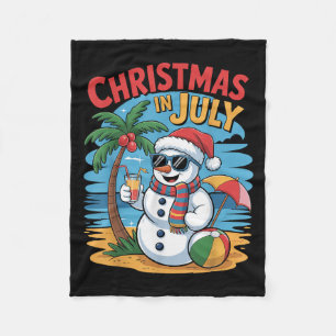 Zomer Strand Sneeuwman Kerstmis in juli Grappig Al Fleece Deken