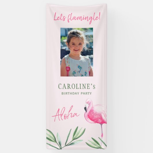 Zomer strand tropische verjaardagsfeestfoto spandoek (Verticaal)