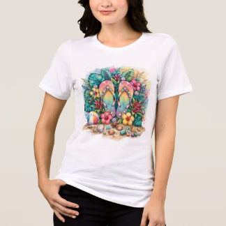 Zomer strand vakantie bloem grafische T-shirt