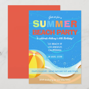 Zomer strand verjaardagsfeest uitnodiging