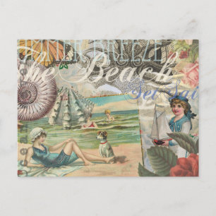 zomer strand vintage octopus antiek zeilen briefkaart