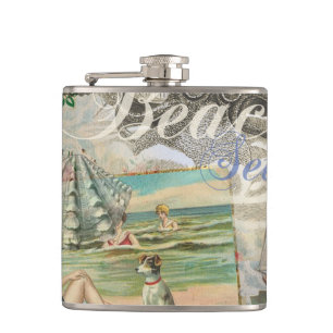 zomer strand vintage octopus antiek zeilen heupfles