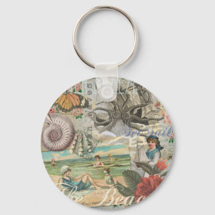 Zomer strand vintage retro victoriaans sleutelhanger
