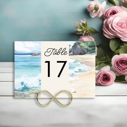 Zomer Strand Waterverf Scène Bruiloft Kaart