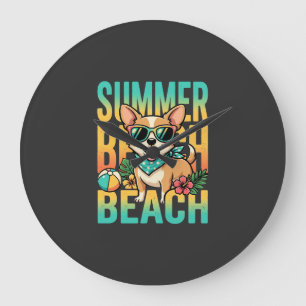 Zomer strandhond vakantie vector grote klok