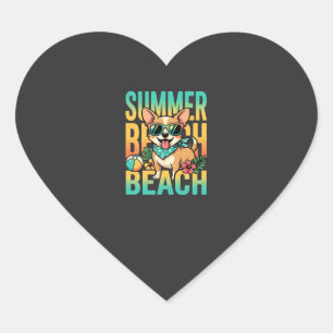 Zomer strandhond vakantie vector hart sticker