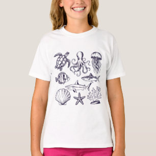 Zomer strandschildpad Vis Haai Octopus Zeeschelp T-shirt