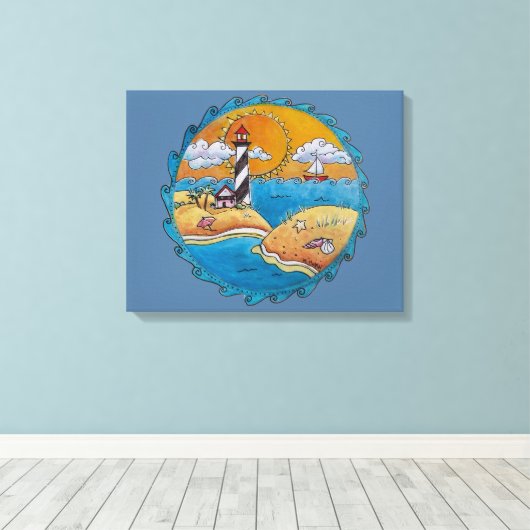 Zomer-strandsport kust canvas afdruk (Insitu (Houten vloer))