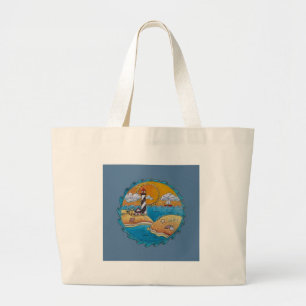 Zomer-strandsport kust grote tote bag
