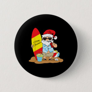 Zomer Surfboard Strand Kerstman Hawaiaanse Kerst I Ronde Button 5,7 Cm