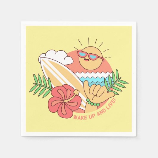 Zomer Surfer papieren servetten (Voorkant)