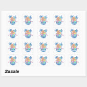 Zomer Teddy Bear Surfer op Hawaï Vierkante Sticker (Vel)