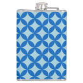 Zomer tegel met azuurblauwe cirkels op baby blauw heupfles (Achterkant)