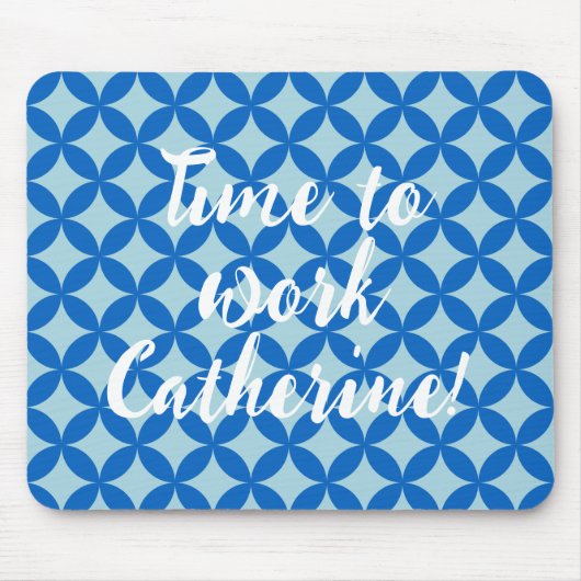 Zomer tegel met azuurblauwe cirkels op baby blauw muismat (Voorkant)