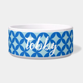 Zomer tegel met azuurblauwe cirkels op baby blauw voerbakje