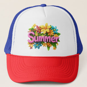 Zomer tekst met bloemen trucker pet
