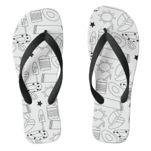 Zomer Thema Strand Zwarte Witte Naam Flip Flops