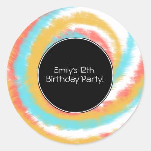 Zomer Tie Dye Draai Verjaardagsfeestje Ronde Sticker