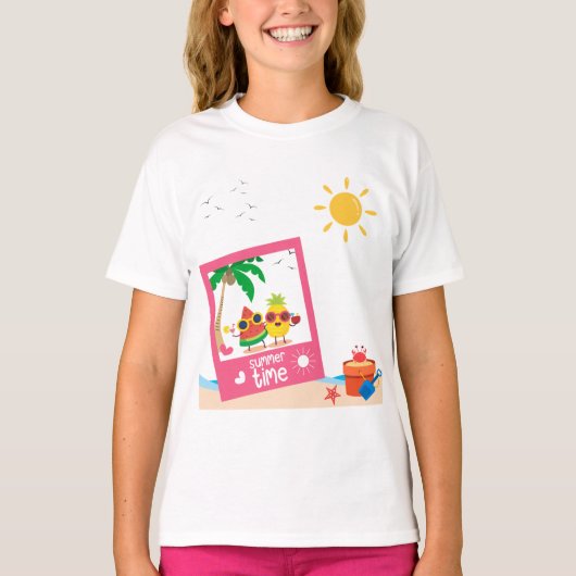 Zomer Tijd Strand Snap Foto T-shirt (Voorkant)