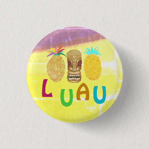 Zomer Tiki Ananas Luau Ronde Button 3,2 Cm