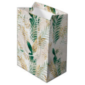 Zomer Tropisch Groen Goud Palm gebladerte groen Medium Cadeauzakje (Achterkant Gekanteld)