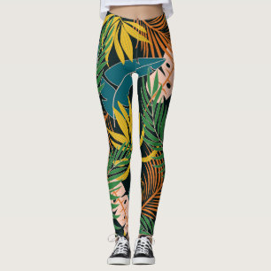 Zomer Tropisch Helder Planten Patroon Leggings