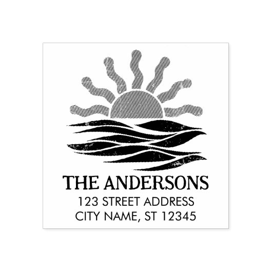 Zomer Tropisch Strand Zonsondergang Aangepast Reto Rubberstempel (Afrduk)