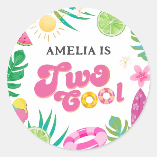 Zomer tropisch zwembad verjaardagsfeestje Sticker (Voorkant)