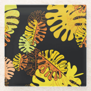 Zomer tropische bladeren ontwerp glazen onderzetter