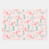 Zomer tropische Flamingo pastel roze set van 3 Inpakpapier Vel (Voorkant)