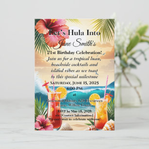 Zomer Tropische Luau Beach Party 21e verjaardag Kaart