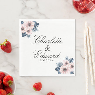 Zomer Tuin Aquarel Bloemen Bruiloft Servetten