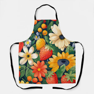 Zomer Tuin Bloemen Aardbei Patroon Schort