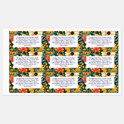 Zomer Tuin Bloemen Aardbeien Custom Labels (Vel)