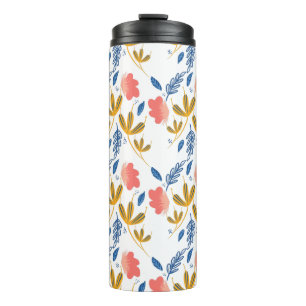 Zomer Tuin Bloemen Blauwe Koraal Roze Groenelement Thermosbeker