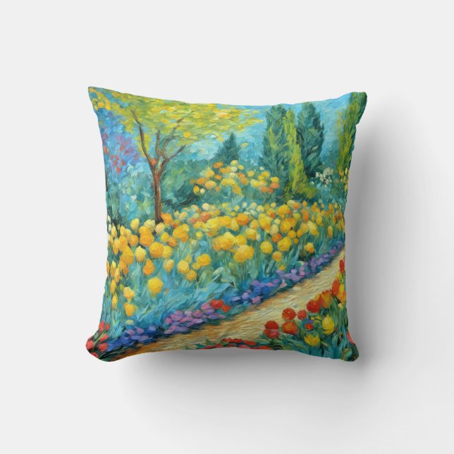 Zomer Tuin Schilderen Kussen (Voorkant)
