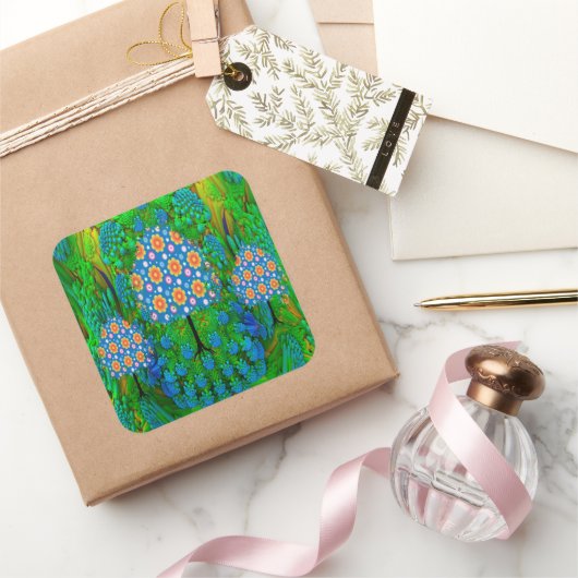 Zomer tuin vierkante sticker (Geschenken)