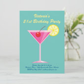 Zomer Turquoise 21e verjaardagsfeest uitnodiging (Staand voorkant)