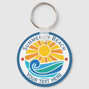 Zomer Turquoise Strand Golf en Zon Retro Stijl Sleutelhanger