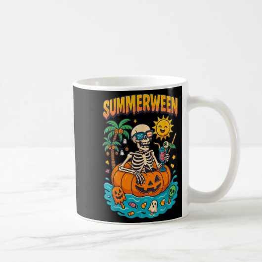 Zomer tussen Skeleton Vibes Chillin in een pompoen Koffiemok (Rechts)