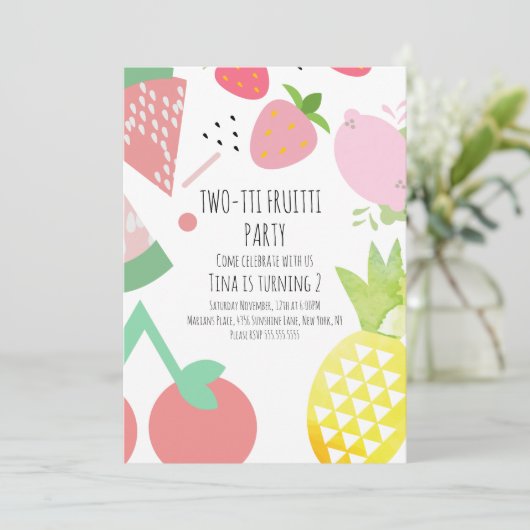 Zomer Tutti Fruitti Tropisch Groot Fruit Kaart (Staand voorkant)