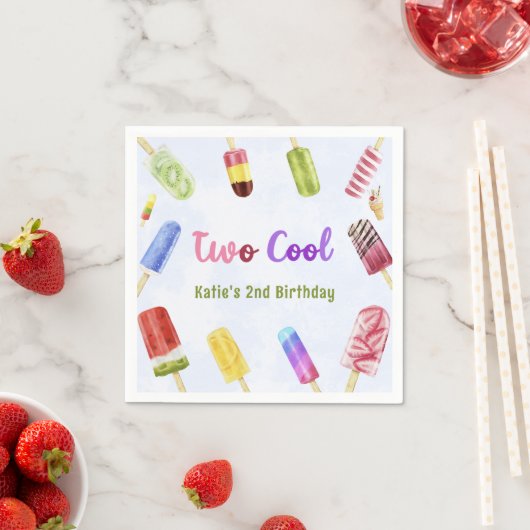 Zomer Twee Cool Popsicle 2e Verjaardag servetten (Insitu)