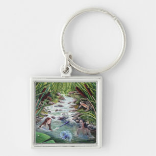 Zomer Undine Zeemeerminnen in een Woodland Stream Sleutelhanger